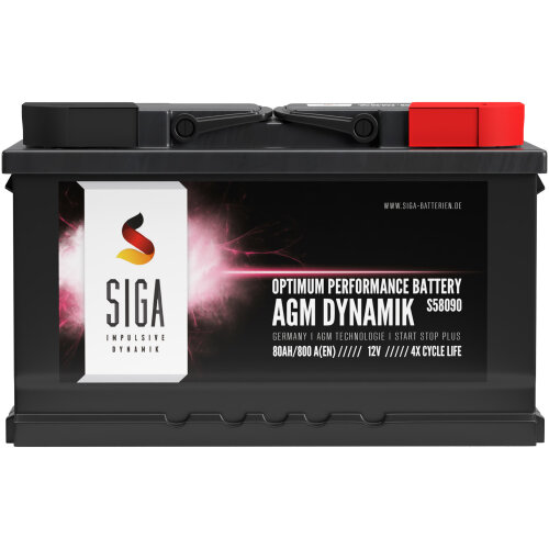 SIGA AGM Dynamik Autobatterie 80Ah 12V