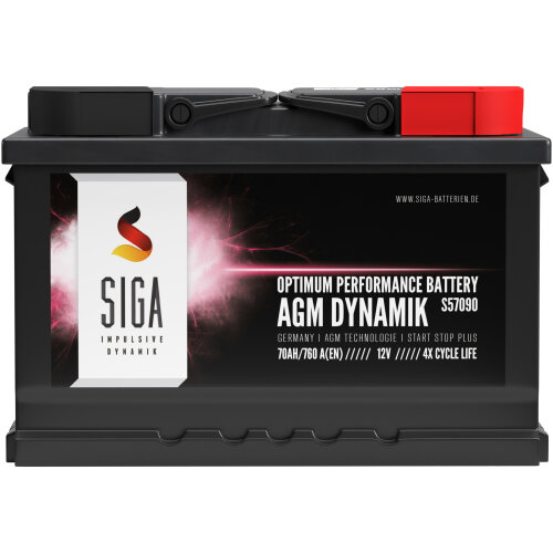 SIGA AGM Dynamik Autobatterie 70Ah 12V