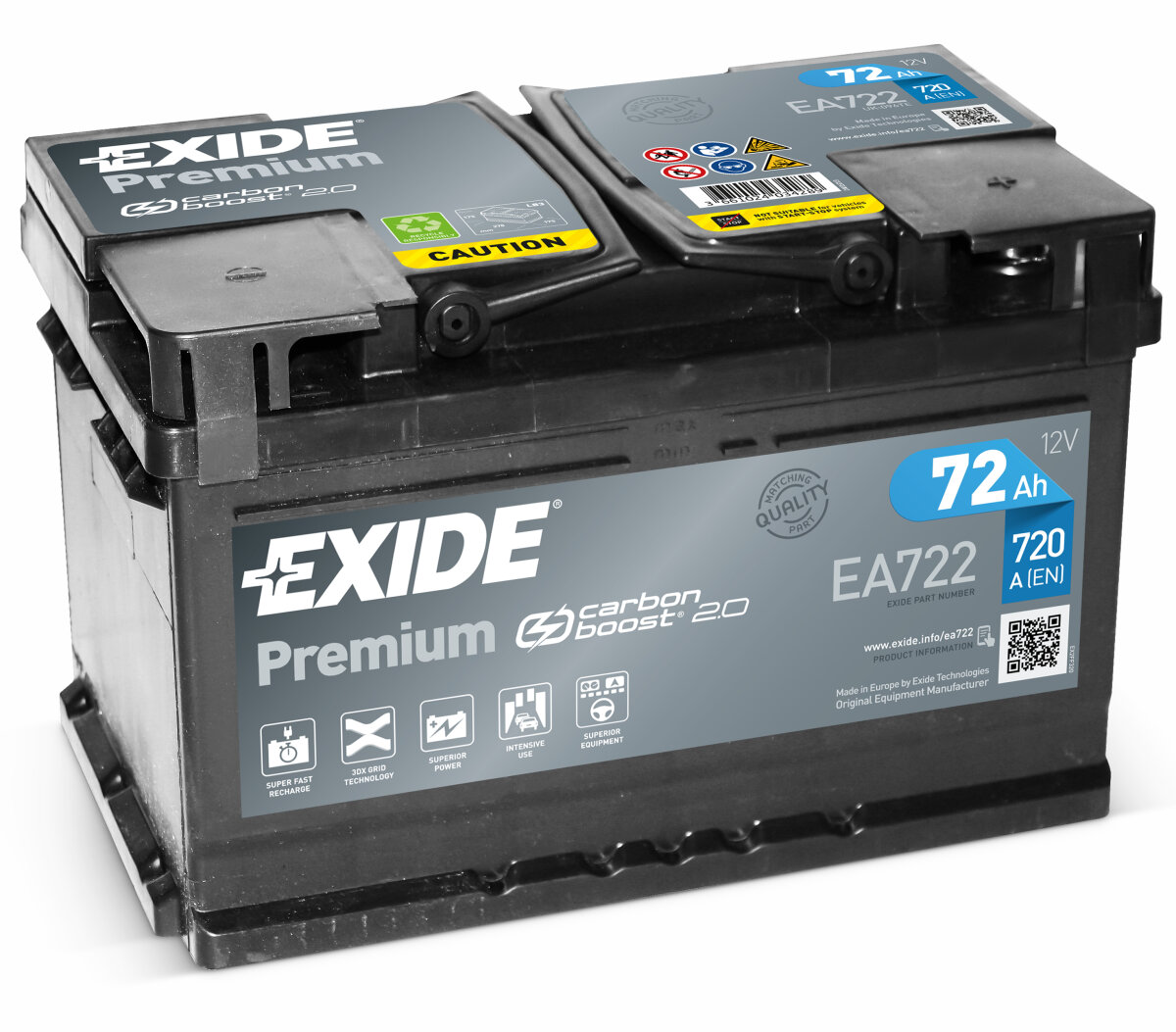 Exide Premium Carbon Boost EA722 Autobatterie 72Ah 12V, 78,90 €