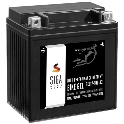 SIGA Bike Gel Motorrad Batterie YB10L-A2 11Ah 12V