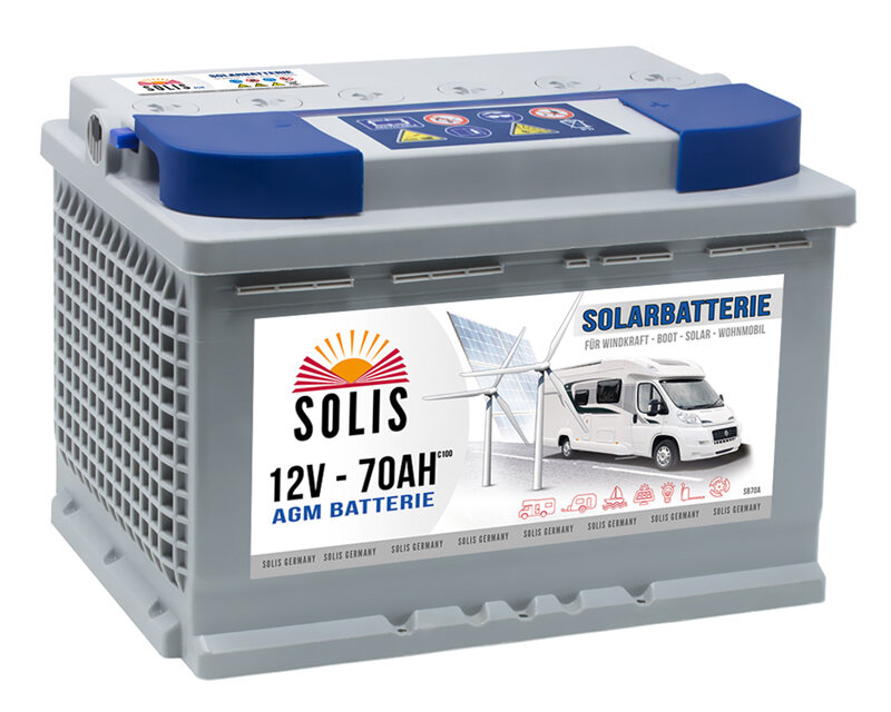 Solis Solar AGM VRLA Wohnmobil-Batterie 70Ah, 133,90 €