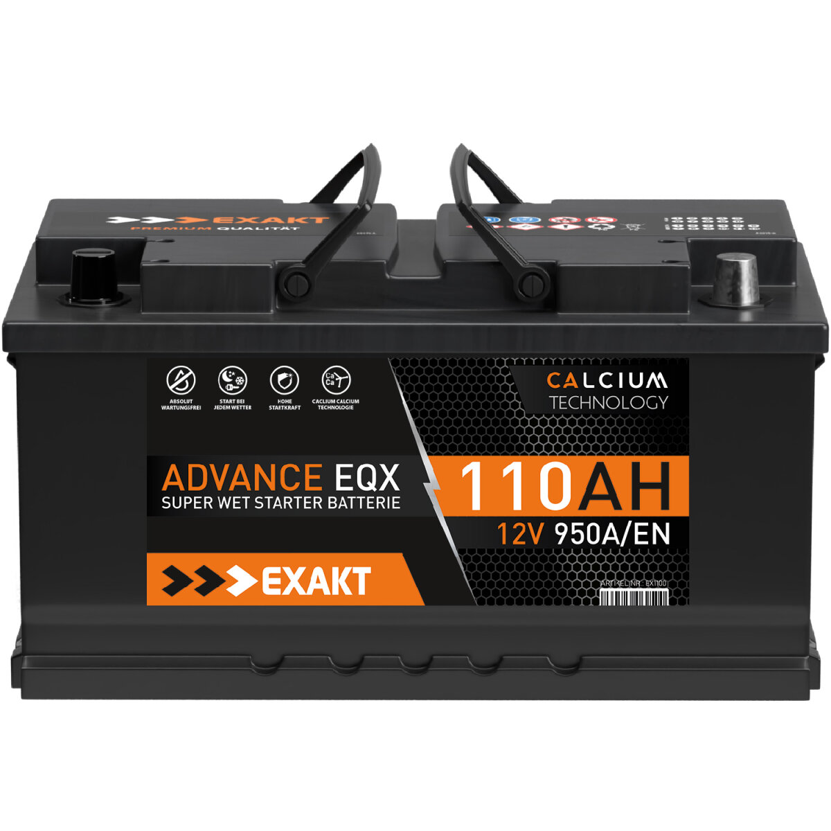 EXAKT Autobatterie 12V 110Ah Starterbatterie PKW KFZ Auto Batterie, 83,90 €