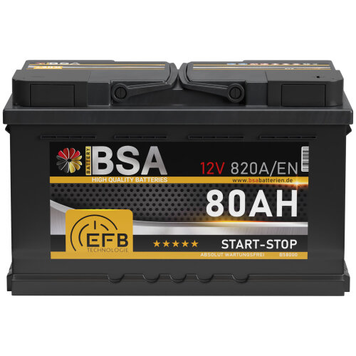 BSA EFB Autobatterie 80Ah 12V