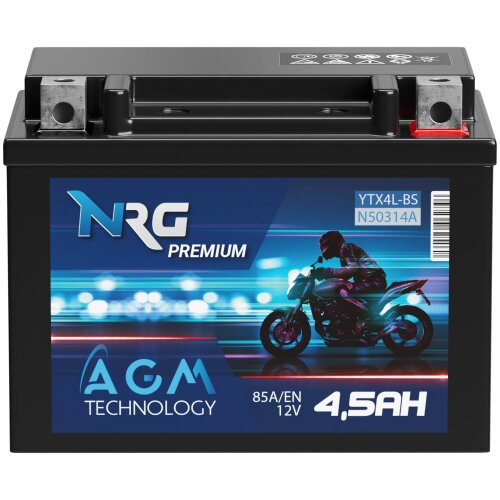 NRG AGM Motorradbatterie YTX4L-BS 4,5Ah 12V image