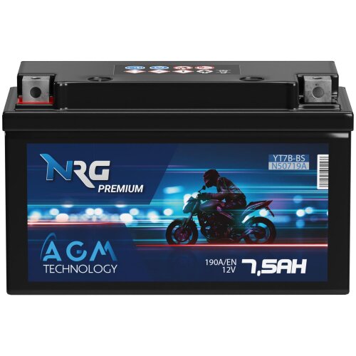 NRG AGM Motorradbatterie YT7B-BS 7,5Ah 12V image