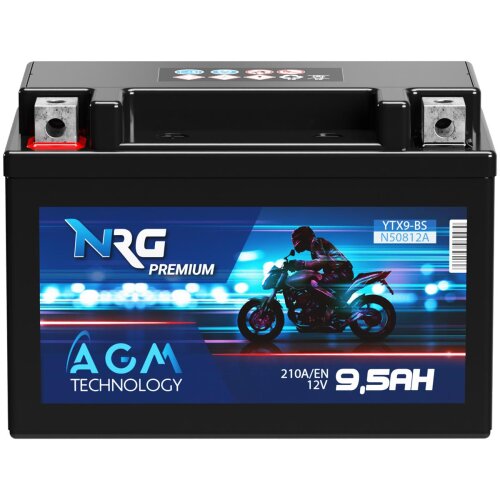 NRG AGM Motorradbatterie YTX9-BS 9,5Ah 12V