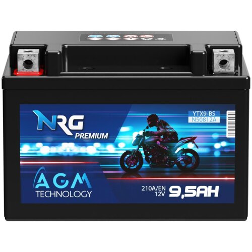 NRG AGM Motorradbatterie YTX9-BS 9,5Ah 12V image